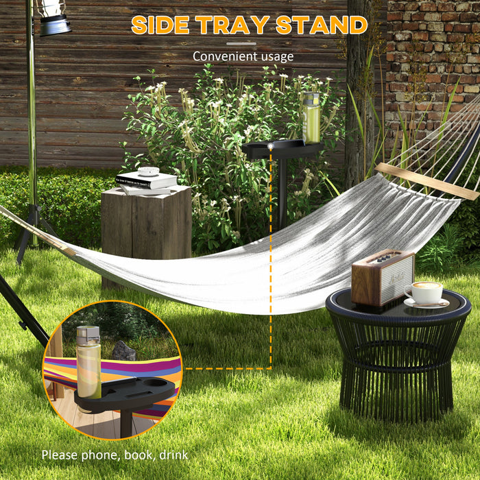 Outsunny Support de Hamac 300 cm avec Plateau Lateral, Cadre en Acier, Noir