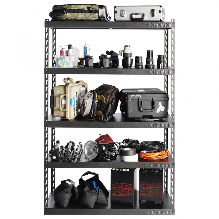 Étagère EZ Connect de 48 po de largeur à 5 tablettes de 24 po de profondeur de Gladiator - granite martelé