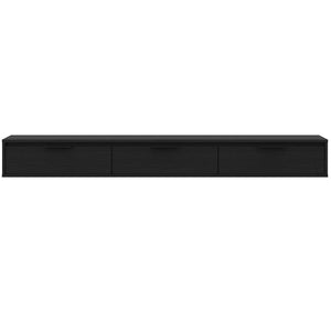 Meuble pour téléviseur mural mince Nordika de 72 po avec 3 armoires de rangement - noir