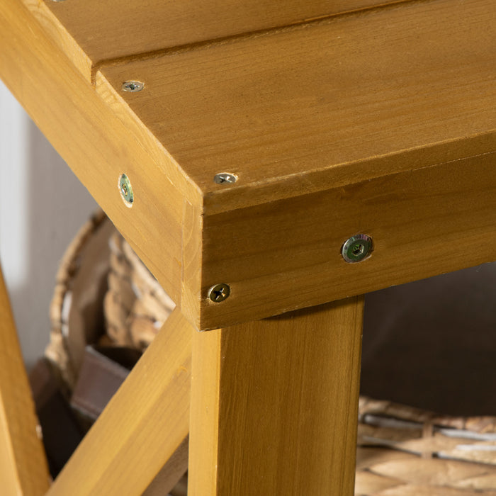 Outsunny Banc De Jardinage A 2 Niveaux Avec Etagere De Rangement Et Crochets Superieurs
