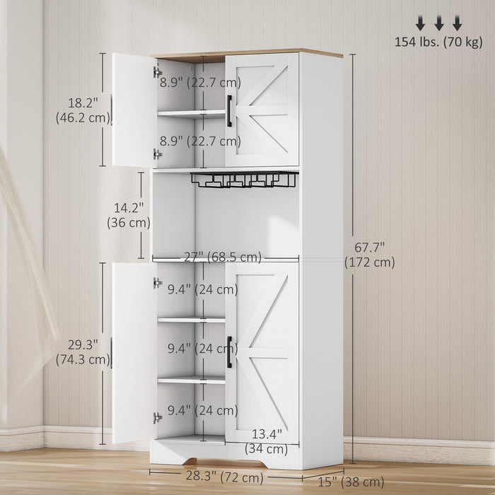 HOMCOM Armoire de rangement pour garde-manger de cuisine, blanc