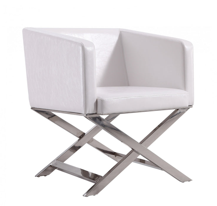 Fauteuil d’appoint contemporain en cuir vegetalien blanc Hollywood – Lot de 2
