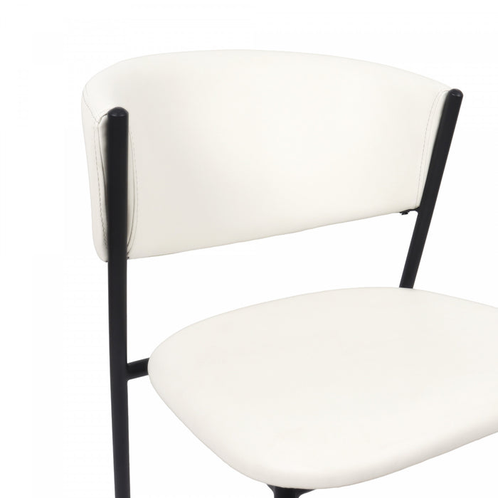 Chaise laterale contemporaine moderne en cuir vegetalien et metal Drift, ivoire - Lot de 4