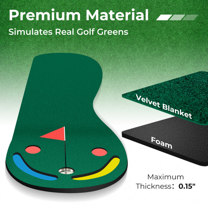 Costway 9.8ft X 3ft Par 3 Trous De Golf Mettant Tapis Vert Pour La Pratique Interieure Et Exterieure