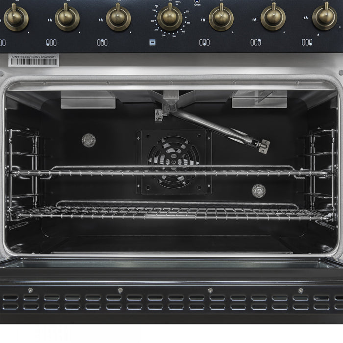 Cuisiniere a gaz autonome Antico de 36\", noire, avec four a convection – FFSGS6219-36BLK
