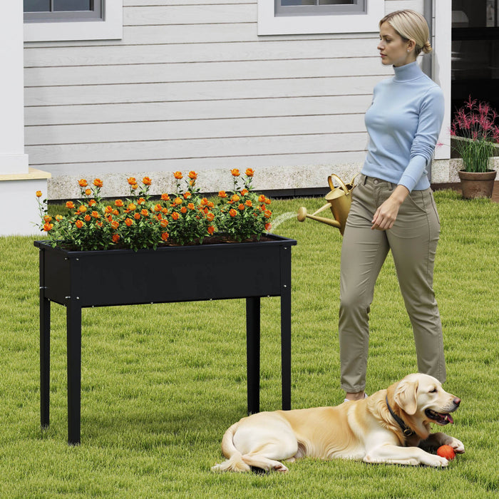 Costway A Souleve Le Lit De Jardin Eleve Boite De Planteur En Metal Avec Les Jambes Trous De Drainage Boite De Jardinage