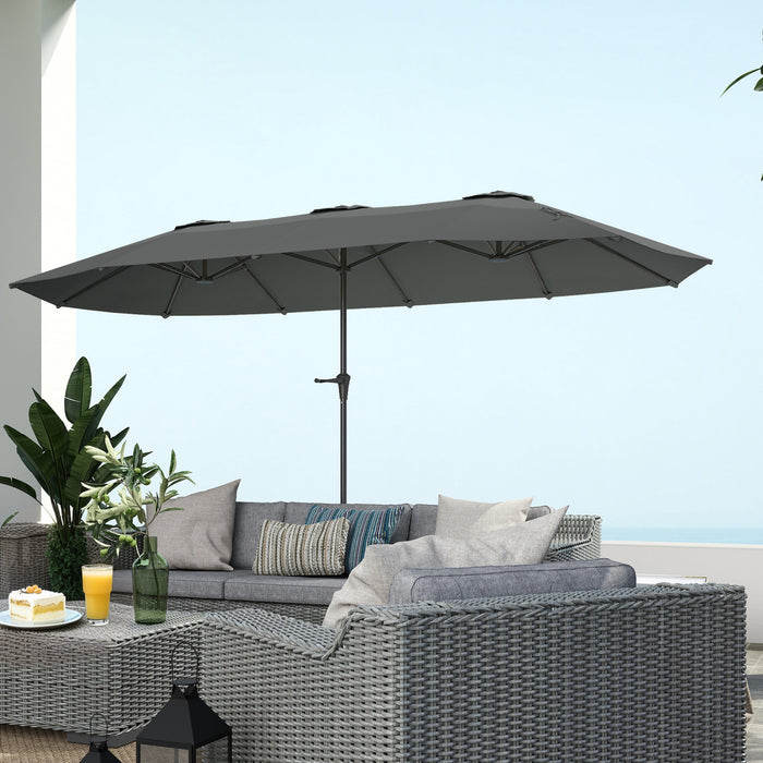 Outsunny Parasol de terrasse double face de 13pi, parasol avec manivelle