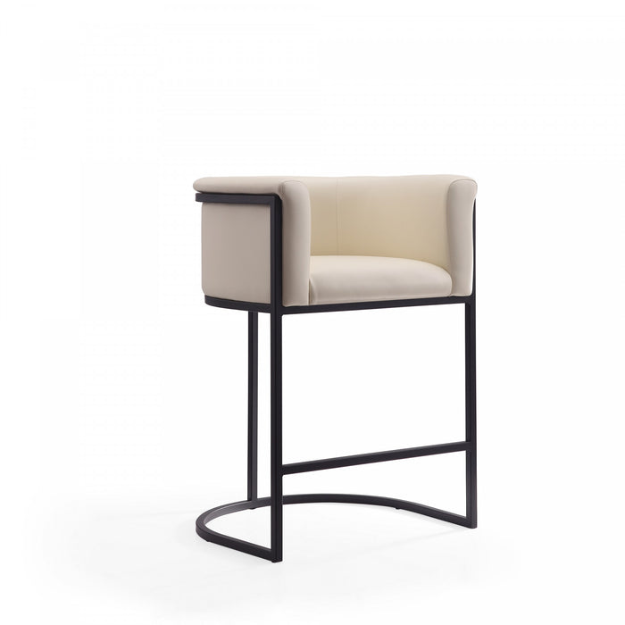 Tabouret de comptoir moderne du milieu du siecle en metal et tissu creme Cosmopolitan - Lot de 2