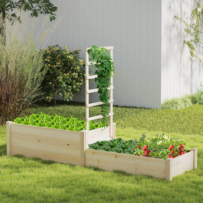 Costway 87\" Lit De Jardin Eleve Avec Trellis 2 Boites De Plantation Base Ouverte Pour Patio