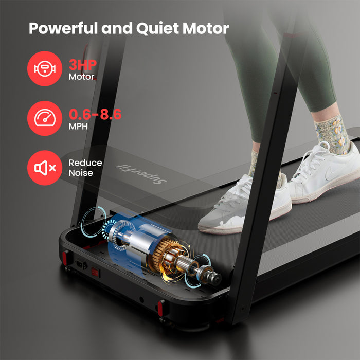 Superfit 3hp Machine De Course Pliant Tapis Roulant Hauteur Reglable App Tableau De Controle