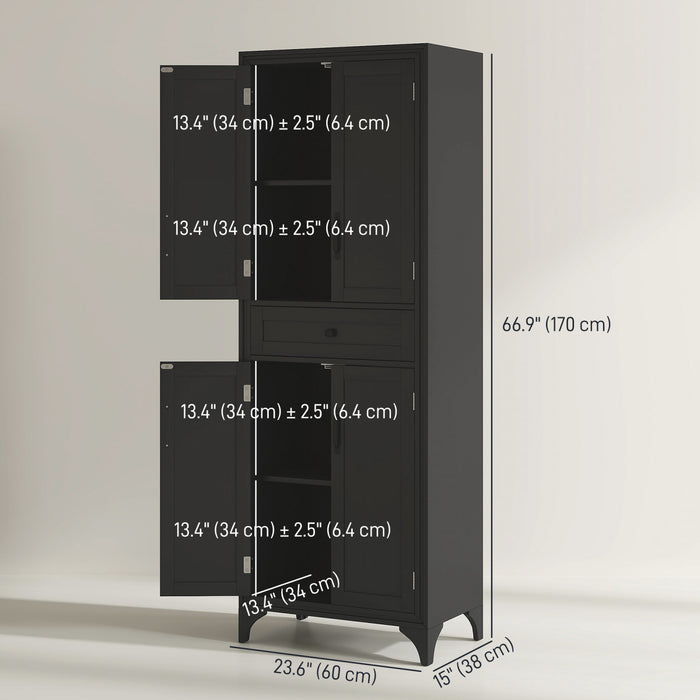 HOMCOM Armoire de rangement de cuisine 67\" avec portes et etageres, noir