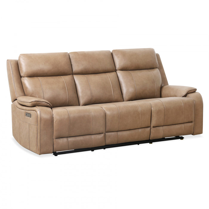 Sofa inclinable electrique Marlow de 84 po en cuir assorti avec USB/USB-C - Taupe