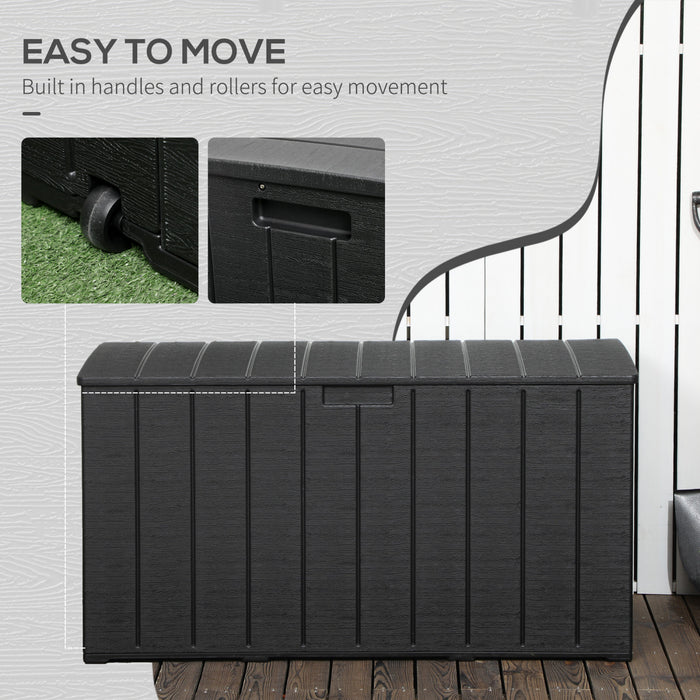 Outsunny Coffre de Rangement de Jardin 306 L, Conteneur de Rangement, Noir