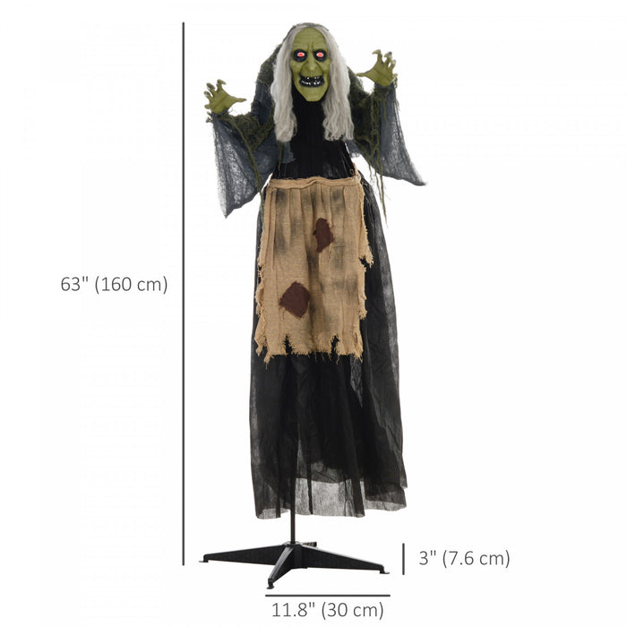 Outsunny decoration d'Halloween sorciere 120 cm a activation sonore avec yeux lumineux