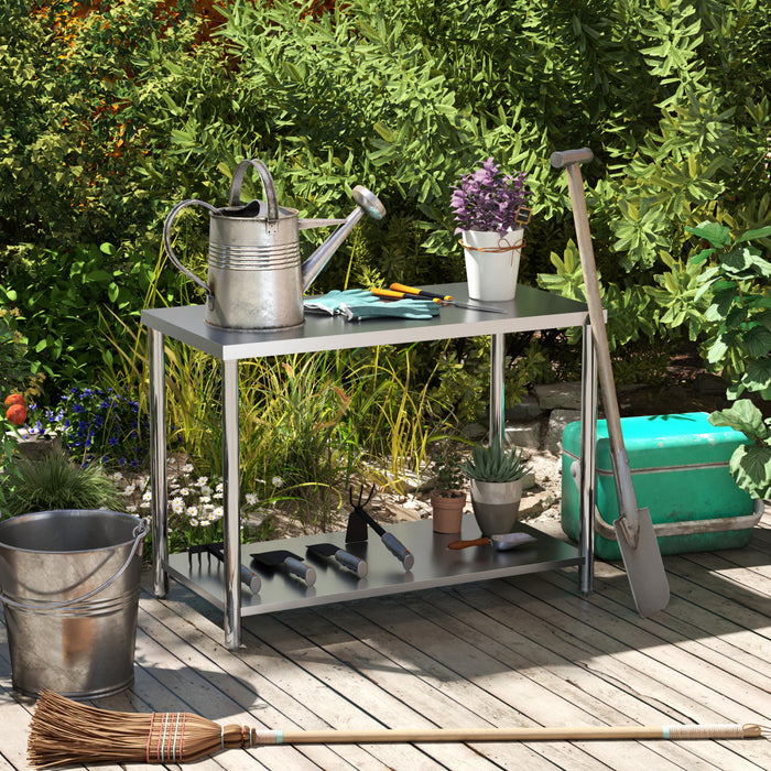Homcom Table De Preparation En Acier Inoxydable, Table D'etabli Robuste
