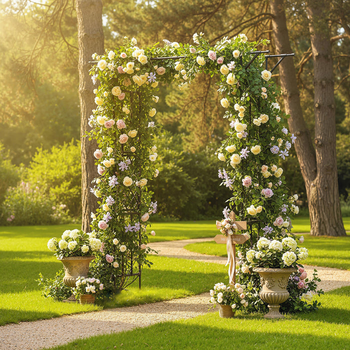 Outsunny Arche de Jardin, Treillis Exterieur pour Plantes Grimpantes, Noir