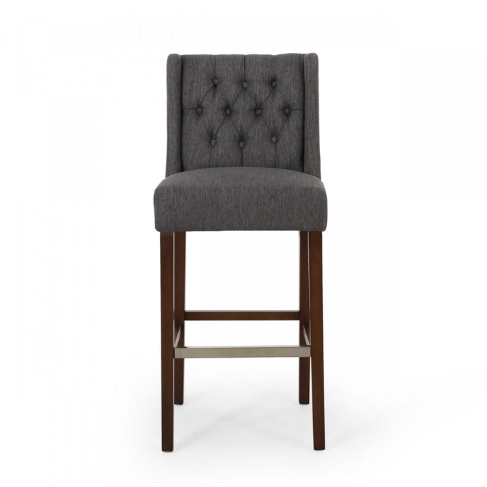 Ensemble De 2 Tabourets De Bar Bruce De 30,5 Po – Hauteur Comptoir – Pattes En Metal Et Tissu Rembourre, Gris Charbon