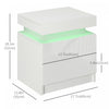 HOMCOM Nightstand, Side Table w/ LED Lights, for Bedroom