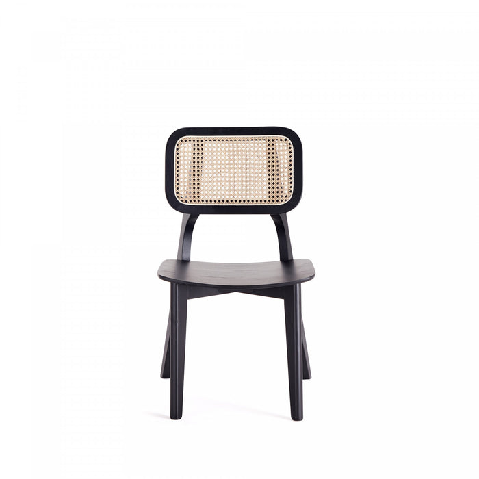 Chaise de salle a manger en bois style industriel Versailles en noir et naturel - Lot de 4
