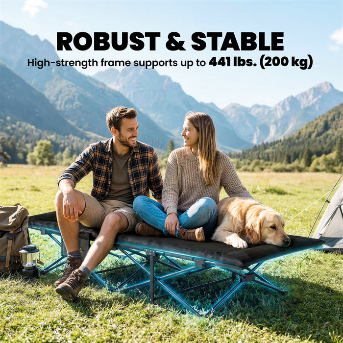 Outsunny Lit de Camping pour Adultes avec Coussin Rembourre, Noir