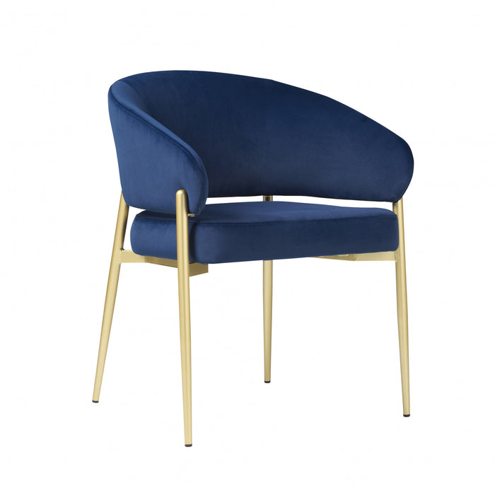 Jessie Chaises De Salle A Manger Modernes, Lot De 2, Chaises Laterales Tapisees En Tissu Avec Structure Metallique, Bleu