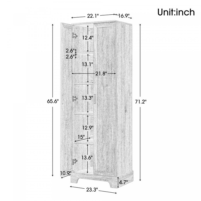 Liam Armoire de rangement multifonction avec portes et etageres reglables, Blanc