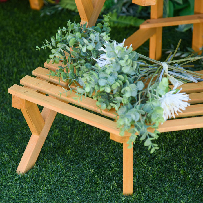 Support De Plante Sureleve Rustique A 3 Niveaux En Bois Outsunny Avec Etageres A Lattes Presentoir Interieur Et Exterieur Organisateur De Pot De Plante 37,75 \"x 25,25\" X 24\"