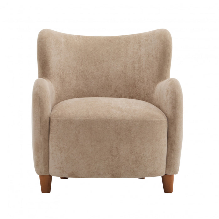 Sophia Fauteuil confortable rembourre avec dossier a oreilles, camel clair