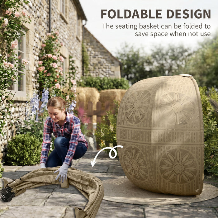 Chaise suspendue Outsunny avec support, fauteuil œuf avec panier pliable