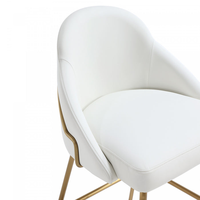 Tabouret de comptoir moderne en metal et tissu Gracie, blanc et or - Lot de 2
