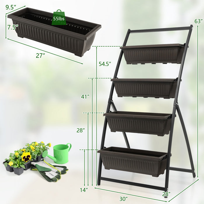 Costway 5 Ft 4-tier Vertical Souleve Lit De Jardin Eleve Planter Boite W / 4 Boites De Conteneur