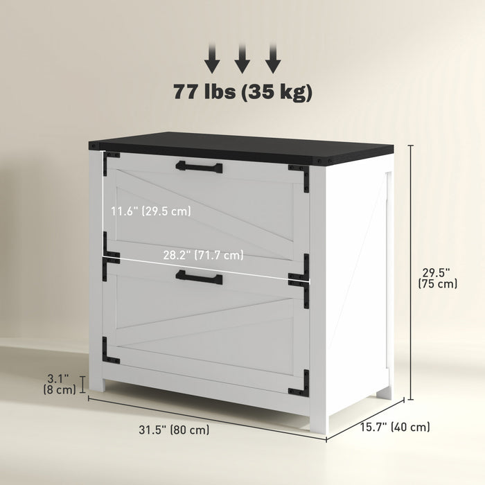 HOMCOM Classeur vertical a 2 tiroirs pour bureau a domicile, Blanc