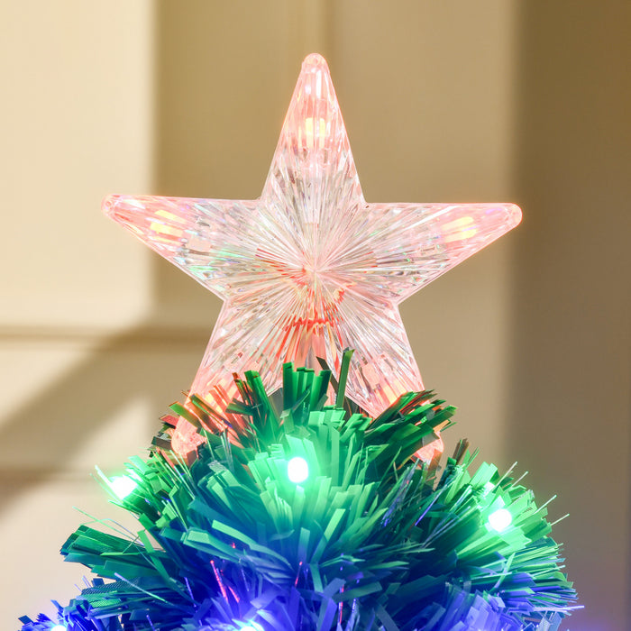Homcom Sapin De Noel Artificiel A Fibre Optique Pre-illumine De 0.9 M Avec 90 Lumieres Led Et Pointes De Branches