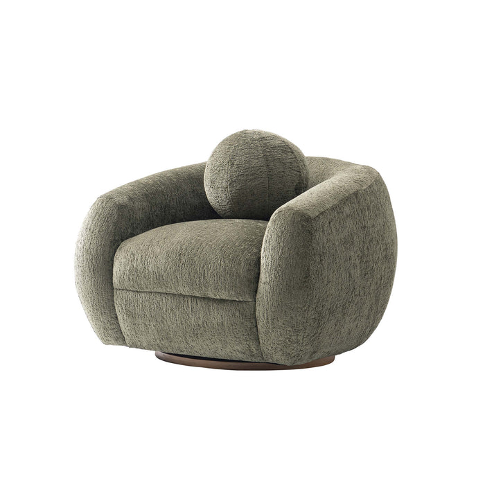 Fauteuil lounge Tribeca style mid-century en chenille vert olive - Lot de 2