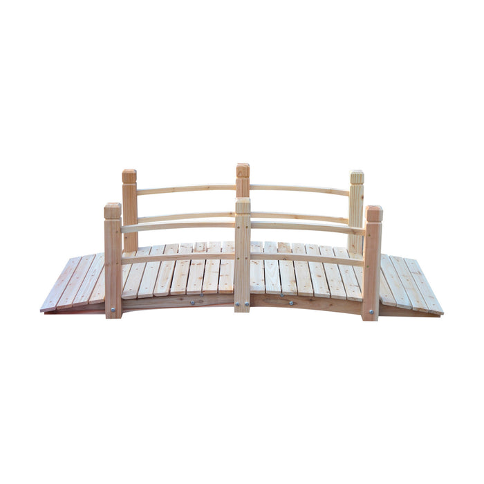 Pont De Jardin En Bois Outsunny 5pi Exterieur Decoratif Paysage Rails Lateraux Arriere-cour Lune Pont, Parc, Decor, Bois Naturel