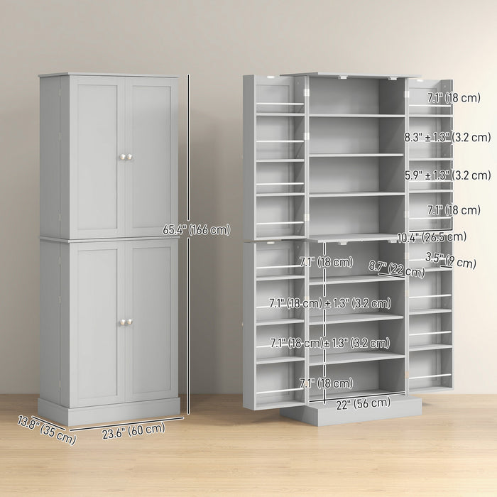 HOMCOM Armoire de cuisine 65\" avec etageres et supports a epices, gris