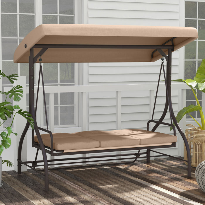 Outsunny Chaise Balancoire De Patio 3 Places Avec Auvent Lit Balancoire