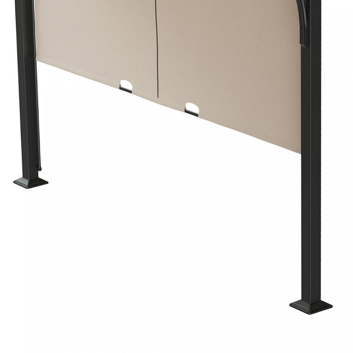Outsunny 10' X 10' Pergola Patio Gazebo Abri Solaire A Auvent Retractable Avec Structure Metal Beige