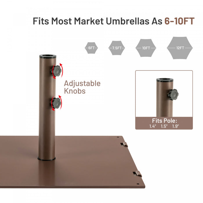 Costway Parasol Solaire de Patio 10ft Lumieres Solaires Exterieur avec Pied de Parasol Mobile de 50 LBS