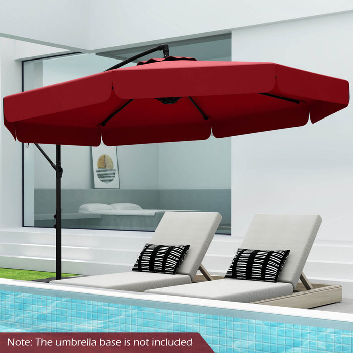 Costway Parasol suspendu deporte de 10 pieds, parasol cantilever de patio avec housse rouge
