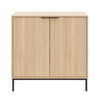Armoire de rangement mince Nordika à 2 portes - chêne blond naturel