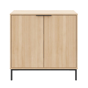 Armoire de rangement mince Nordika à 2 portes - chêne blond naturel
