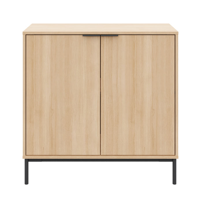 Armoire de rangement mince Nordika à 2 portes - chêne blond naturel