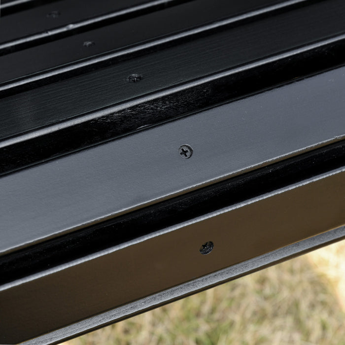 Outsunny 46\" Porch Swing Bench Pour 2 Personnes Avec 2 Porte-gobelets Integres, Design A Lattes, Chaines Incluses, Capacite De Charge De 550lb, Noir.