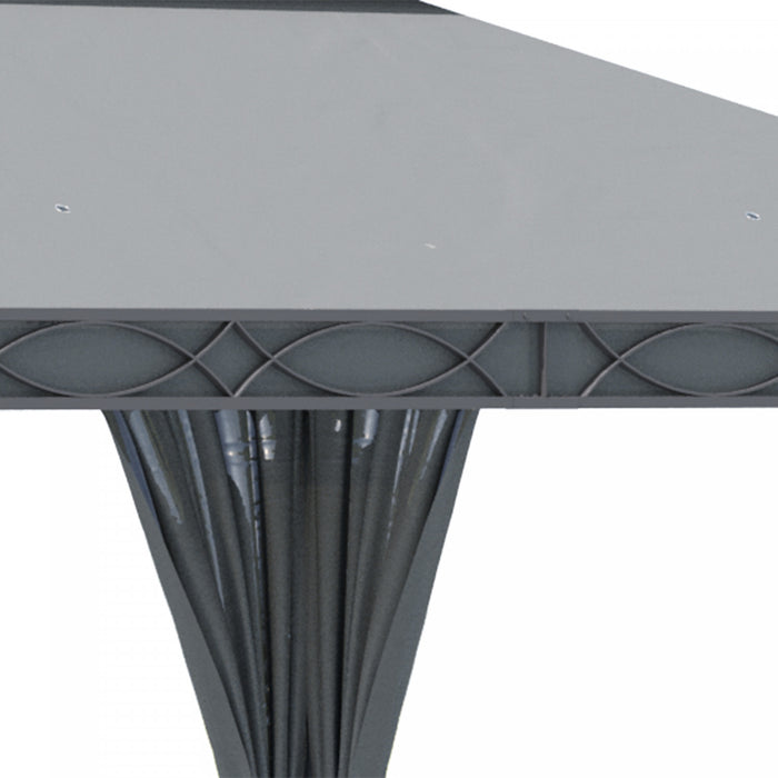 Outsunny 10x13ft Tonnelle De Jardin A Deux Niveaux Avec Rideau Abri D'exterieur Auvent D'arriere-cour Gris