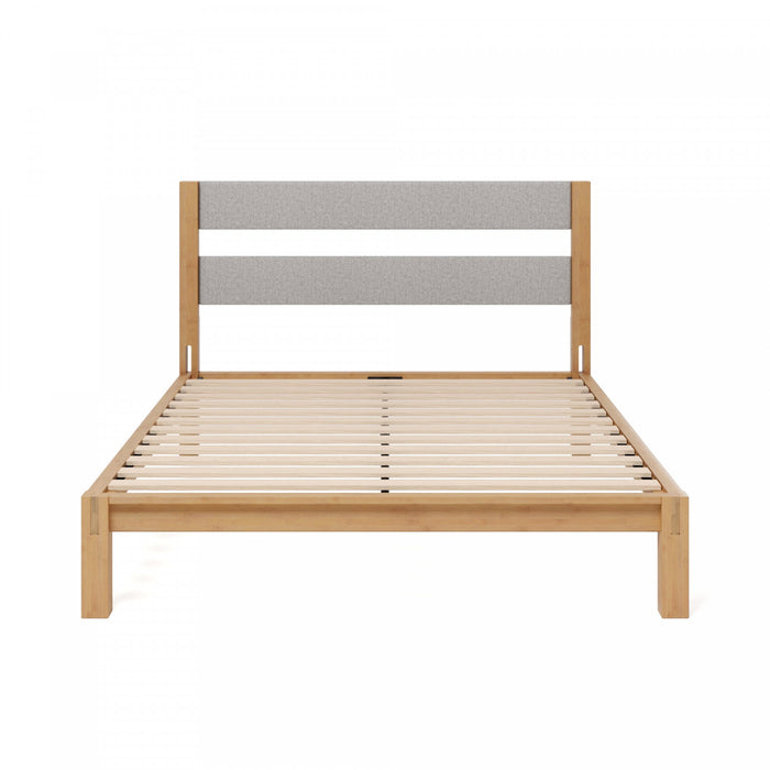 Kumiki lit plateforme à emboîtement en bambou avec tête de lit - Double