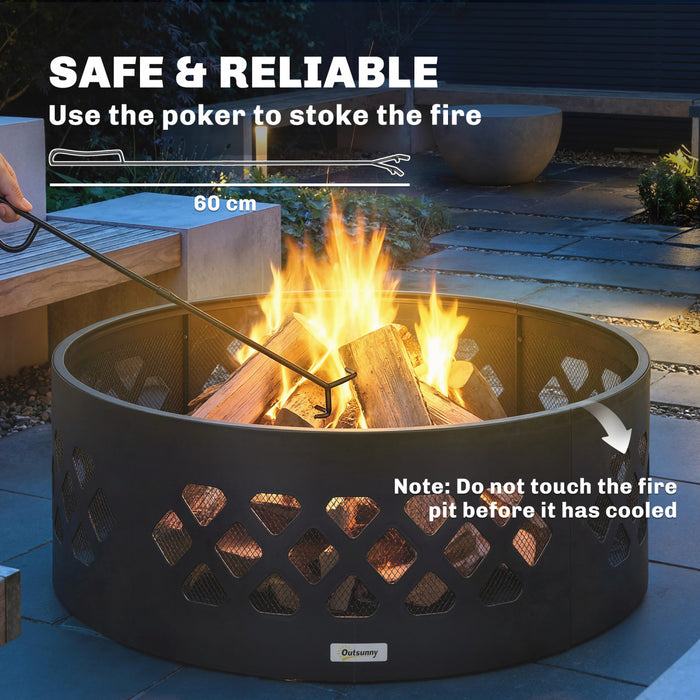 Brasero exterieur Outsunny, anneau de feu portable sans fond avec tison, noir
