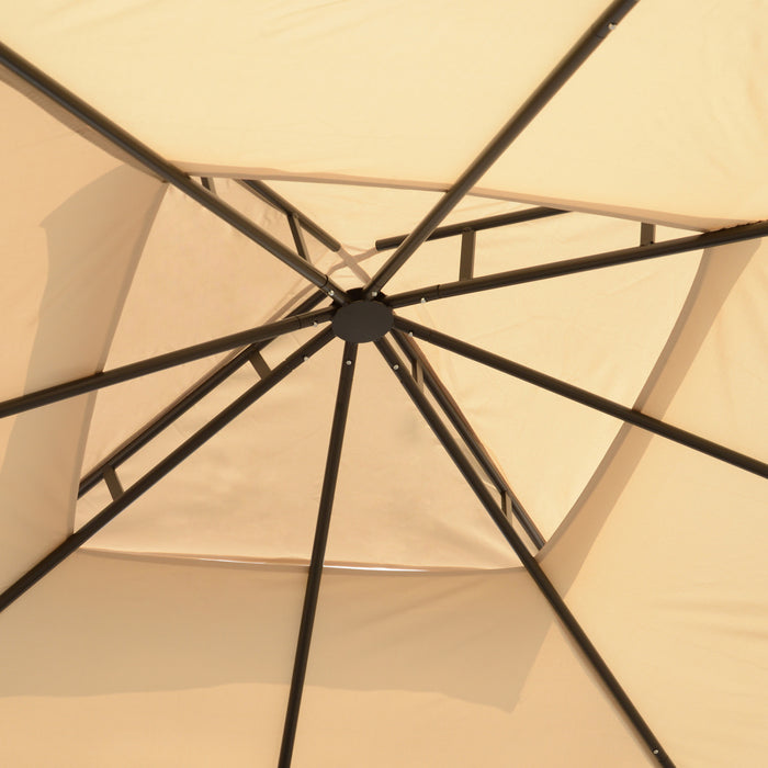 Outsunny 10x10ft Patio Gazebo Exterieur Double Top Pavillon Auvent Jardin Evenement Fete Tente Abri Cour Pare-soleil Cadre En Acier Avec Moustiquaire