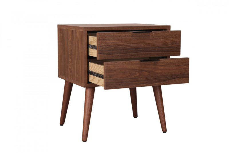 Table De Nuit Flashby Avec 2 Tiroirs - Faux Noyer