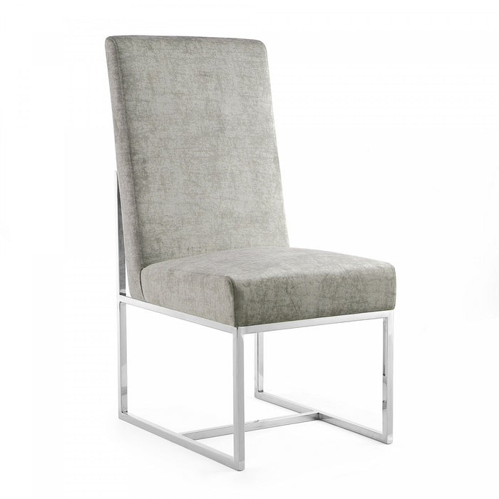 Chaise de salle a manger moderne Element en velours et metal acier - Lot de 2